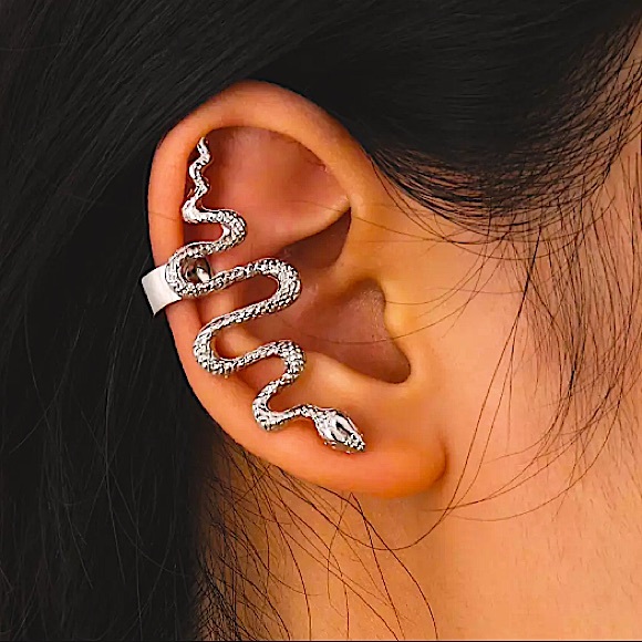 ⚜️[𝟯/$𝟭𝟴]⚜️Snake Silver Climber Earring NEW - Picture 3 of 8